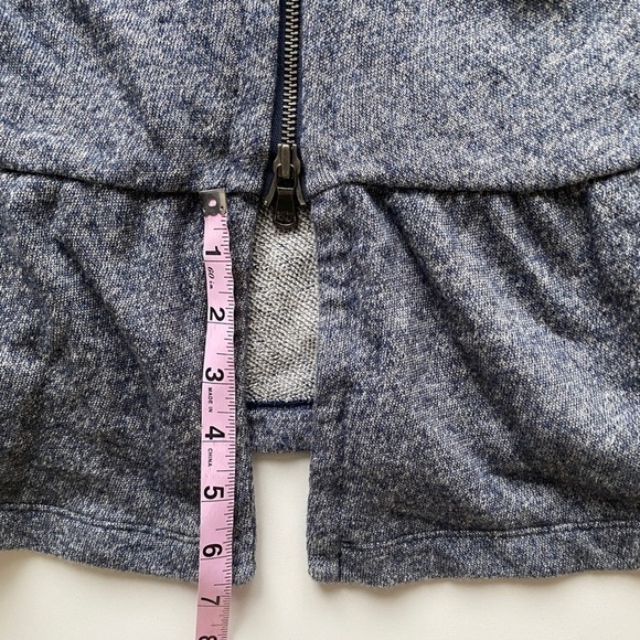 Express Blue Heather Gray Zip Front Peplum 3/4 Sleeve Sweater Women’s Medium - Picture 6 of 8